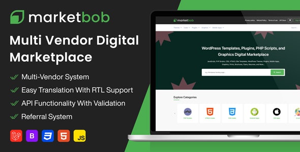 Marketbob v1.1 - Multi-Vendor Digital Marketplace - nulled