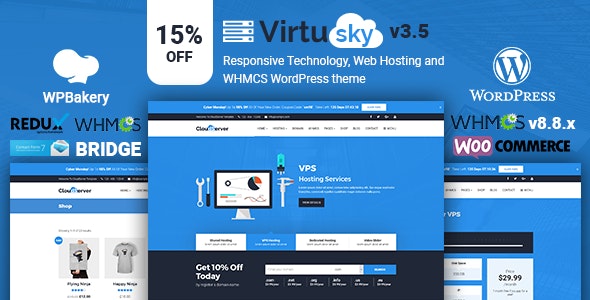 VirtuSky v3.5 - Responsive Web Hosting and WHMCS WordPress Theme 