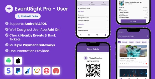 User App for EventRight Pro Event Ticket Booking System v1.4.0