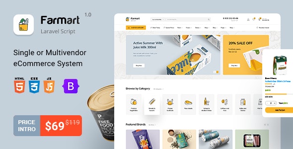 Farmart v1.20.2 - Single or Multivendor Laravel eCommerce System - nulled