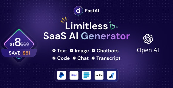 FastAi v1.5.3 - SaaS AI Content Voice Text Image Chat & Code Generator