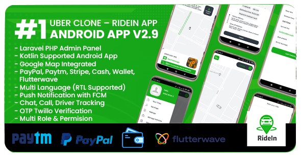 RideIn Taxi App v2.5 - Android Taxi Booking App With Admin Panel