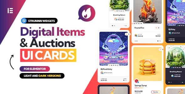 Struninn v1.0.0 - Digital Items and Auctions - UI Cards for Elementor 