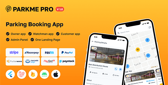 ParkMePRO v1.2 - Flutter Complete Car Parking App with Owner and WatchMan app