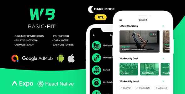 FitBasic v3.0 - Complete React Native Fitness App + Multi-Language + RTL Support