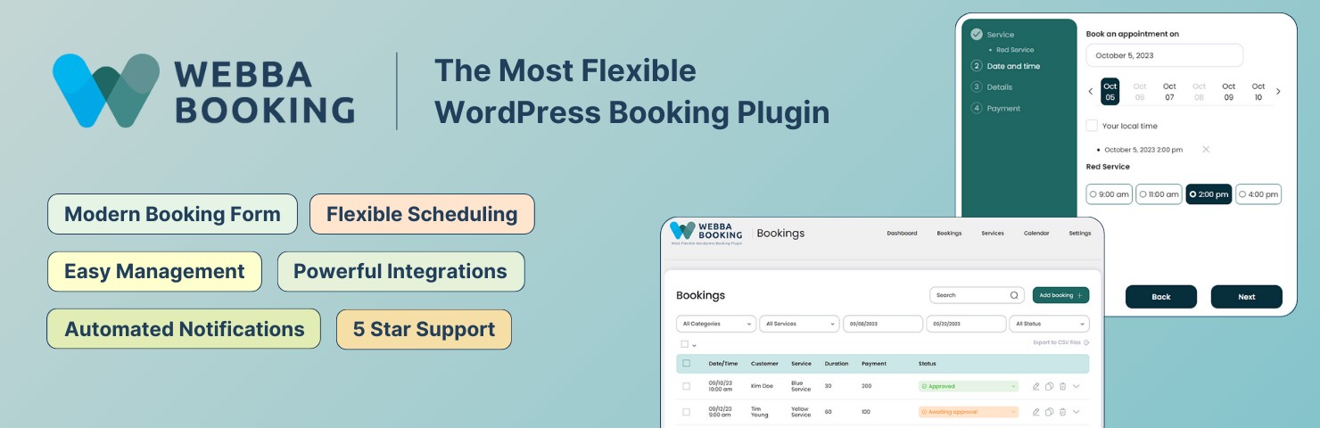 Webba Booking v5.0.38 - WordPress Appointment & Reservation plugin