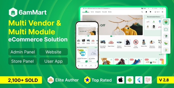 6amMart v2.8.0 - Multivendor Food, Grocery, eCommerce, Parcel, Pharmacy delivery app with Admin & Website - nulled