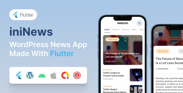 iniNews v1.0 - Flutter mobile app for WordPress