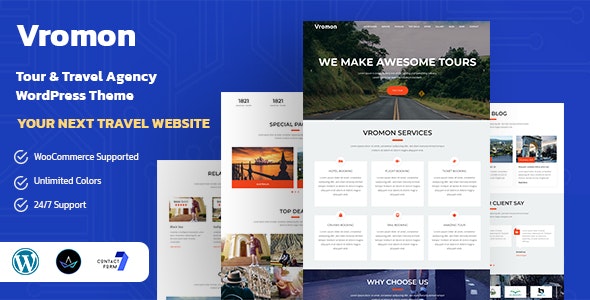 Vromon v2.1 - Tour & Travel Agency WordPress Theme 