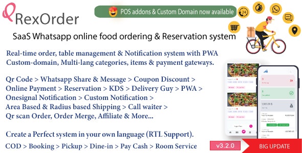 QrexOrder v3.1.9 - SaaS Restaurants / QR Menu / WhatsApp Online ordering / Reservation system - nulled