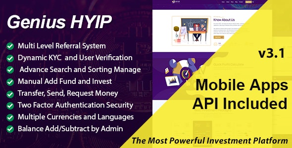 Genius HYIP v3.1 - All in One Investment Platform - nulled