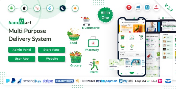 6amMart v2.5.2 - Multivendor Food, Grocery, eCommerce, Parcel, Pharmacy delivery app with Admin & Website - nulled