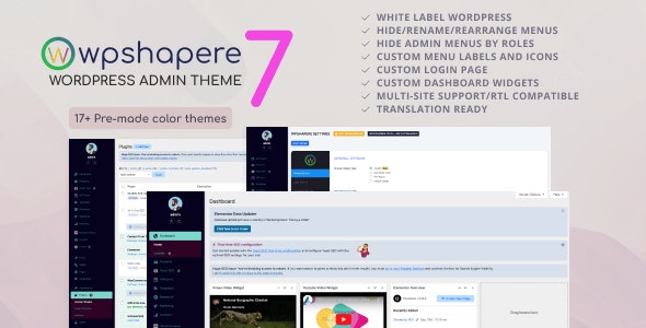 WPShapere v7.0.7 - Wordpress Admin Theme 