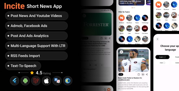 Incite v2.2 - Short News App & Web, Blog App with Laravel Admin Panel for Android & iOS