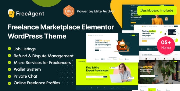 FreeAgent v2.0.4 - Freelance Marketplace Elementor WordPress Theme 