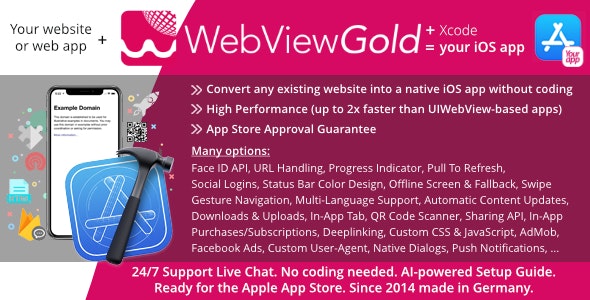 WebViewGold for iOS v14.0 – WebView URL/HTML to iOS app + Push, URL Handling, APIs & much more! - nulled