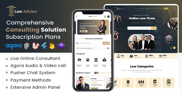 LawAdvisor v1.0.2 - Seamless Tele-Advisory Platform & Virtual Legal Services with Flutter Apps, Web & Admin