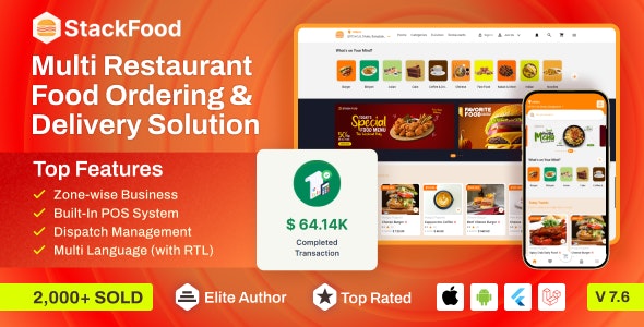 StackFood v7.3 - Multi Restaurant Food Delivery App with Laravel Admin and Restaurant Panel - nulled