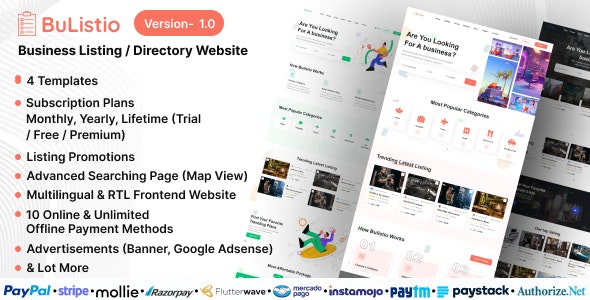 Bulistio v1.0 - Business Listing / Directory Website (Subscription Based) - nulled