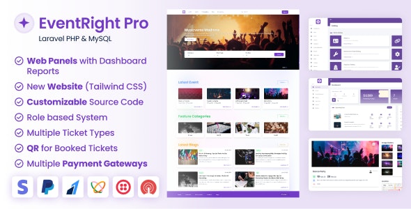 EventRight Pro v2.0.0 - Ticket Sales and Event Booking & Management System with Website & Web Panels (SaaS) - nulled