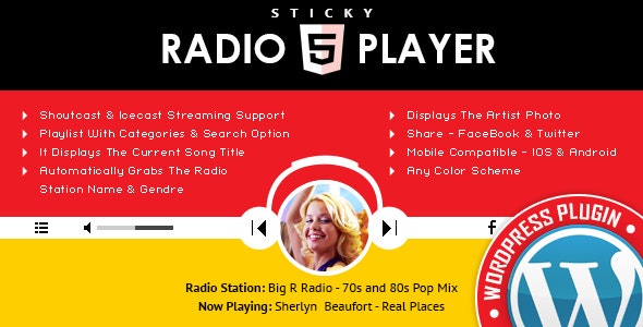 Sticky Radio Player WordPress Plugin v3.4 