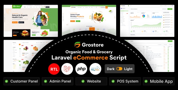 GroStore v4.0 - Food & Grocery Laravel eCommerce with Admin Dashboard