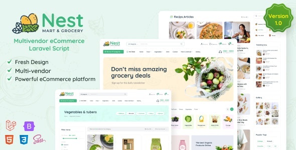 Nest v1.22.2 - Multivendor Organic & Grocery Laravel eCommerce - nulled