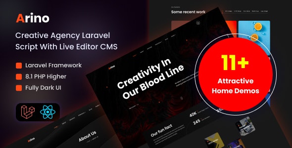 Arino v3.1 - Creative Agency Laravel Script With Live Editor CMS  - nulled