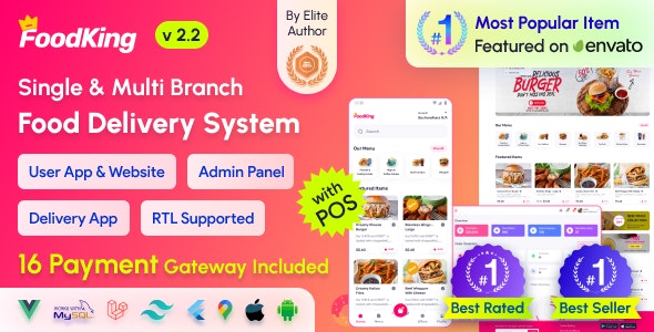 FoodKing v1.8 - Restaurant Food Delivery System with Admin Panel & Delivery Man App | Restaurant POS - nulled