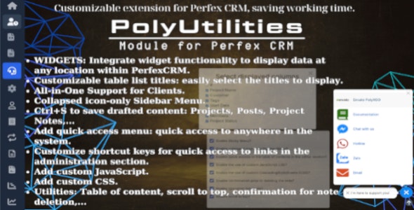 PolyUtilities for Perfex CRM v1.0.8 - Quick Access Menu, Custom JS, CSS, and More