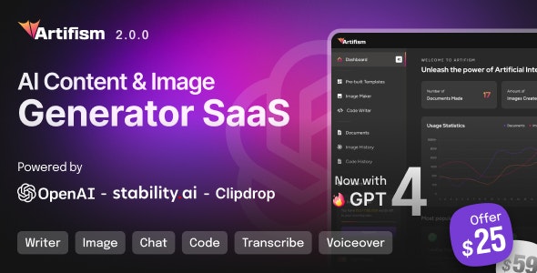 Artifism v2.0.0 - AI Content & Image Generator SaaS - nulled